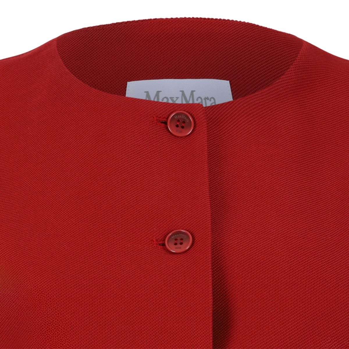 Max Mara Red Sleeveless Frayed-Edge Vest.