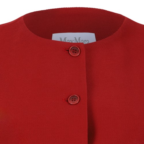 Max Mara Red Sleeveless Frayed-Edge Vest.
