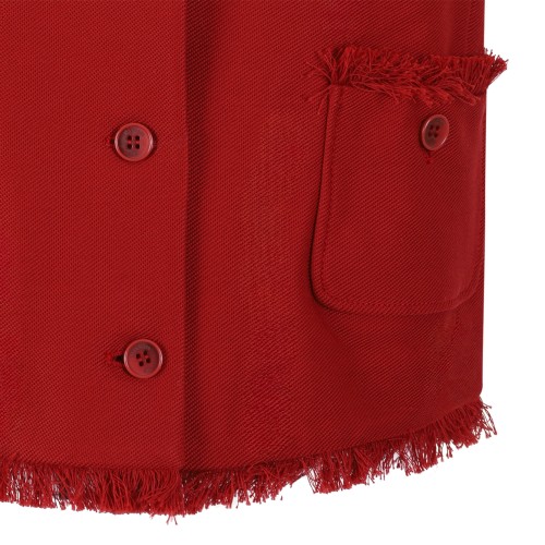 Max Mara Red Sleeveless Frayed-Edge Vest.