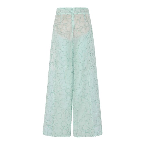Genny Mint Green Textured Wide-Leg Trousers.  2