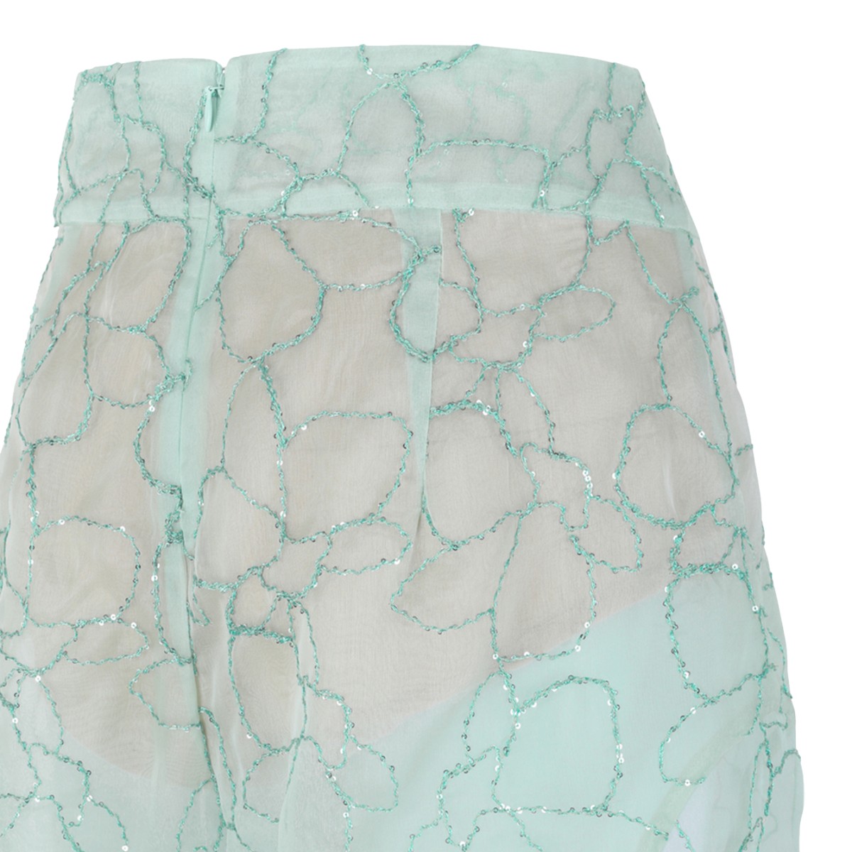 Genny Mint Green Textured Wide-Leg Trousers. 