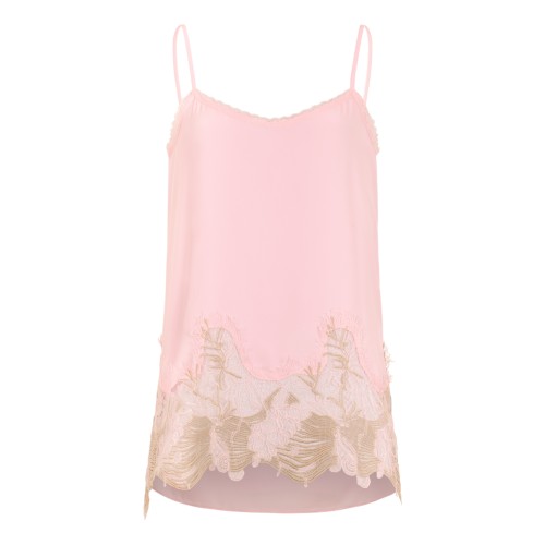 Fabiana Filippi Pink Silk Camisole Top with Lace Hem.