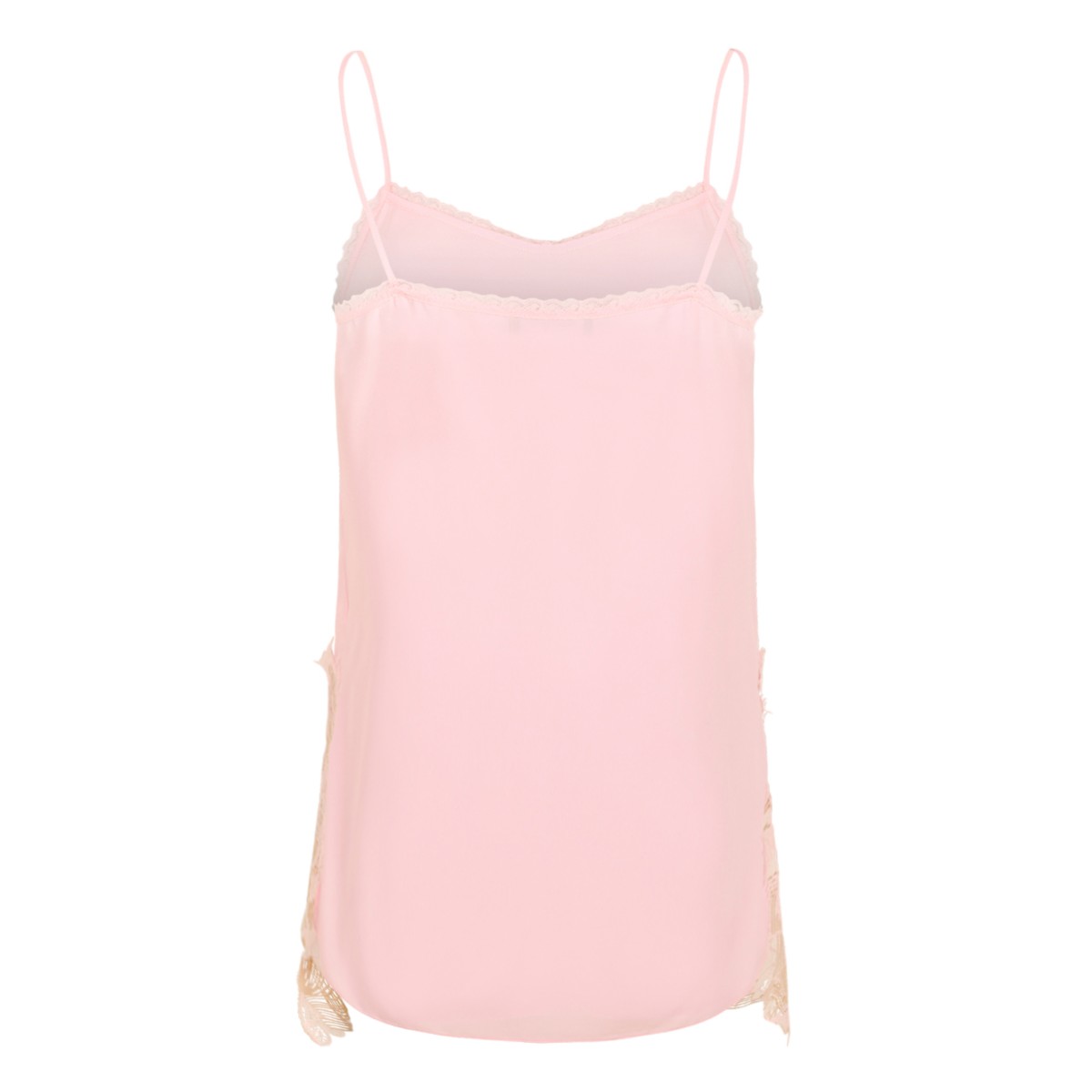 Fabiana Filippi Pink Silk Camisole Top with Lace Hem.
