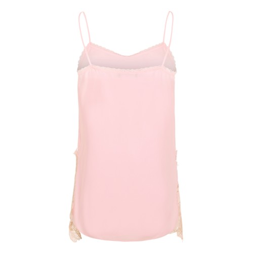 Fabiana Filippi Pink Silk Camisole Top with Lace Hem.