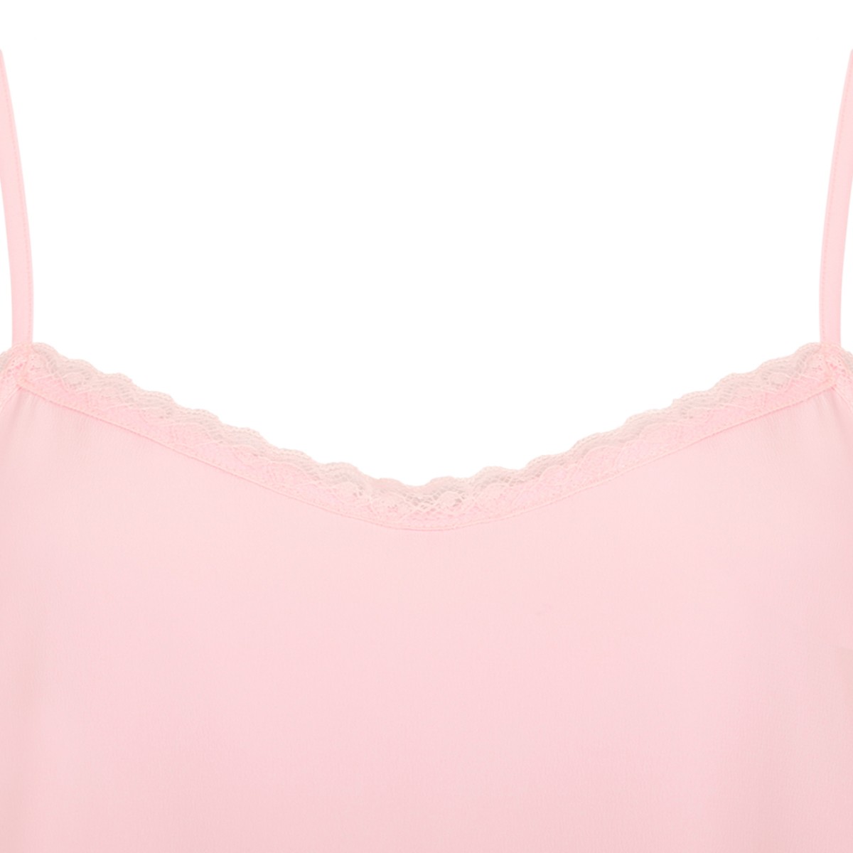 Fabiana Filippi Pink Silk Camisole Top with Lace Hem.