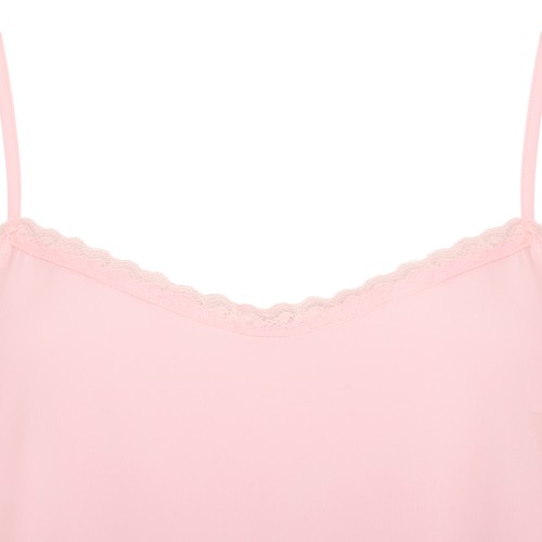 Fabiana Filippi Pink Silk Camisole Top with Lace Hem.