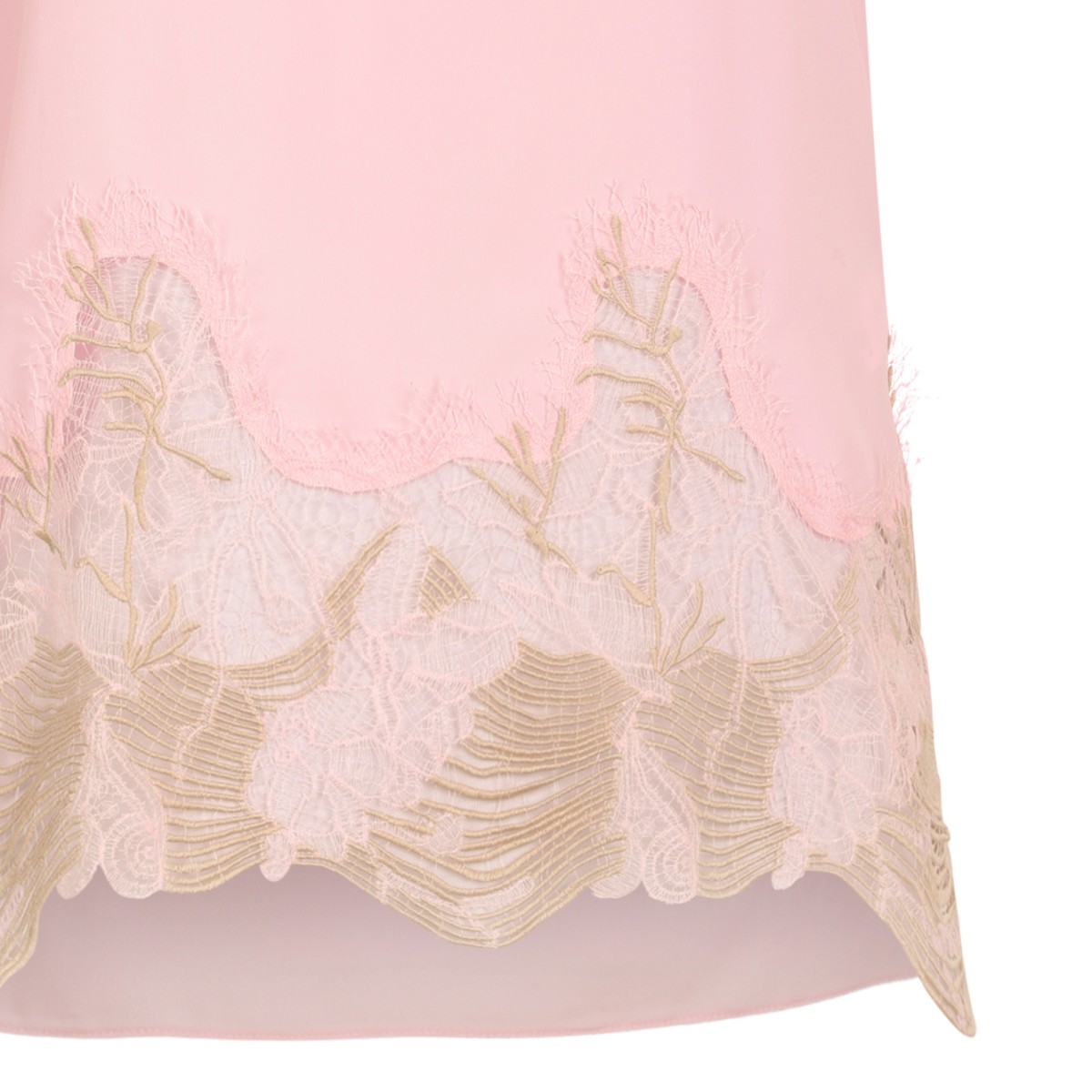 Fabiana Filippi Pink Silk Camisole Top with Lace Hem.