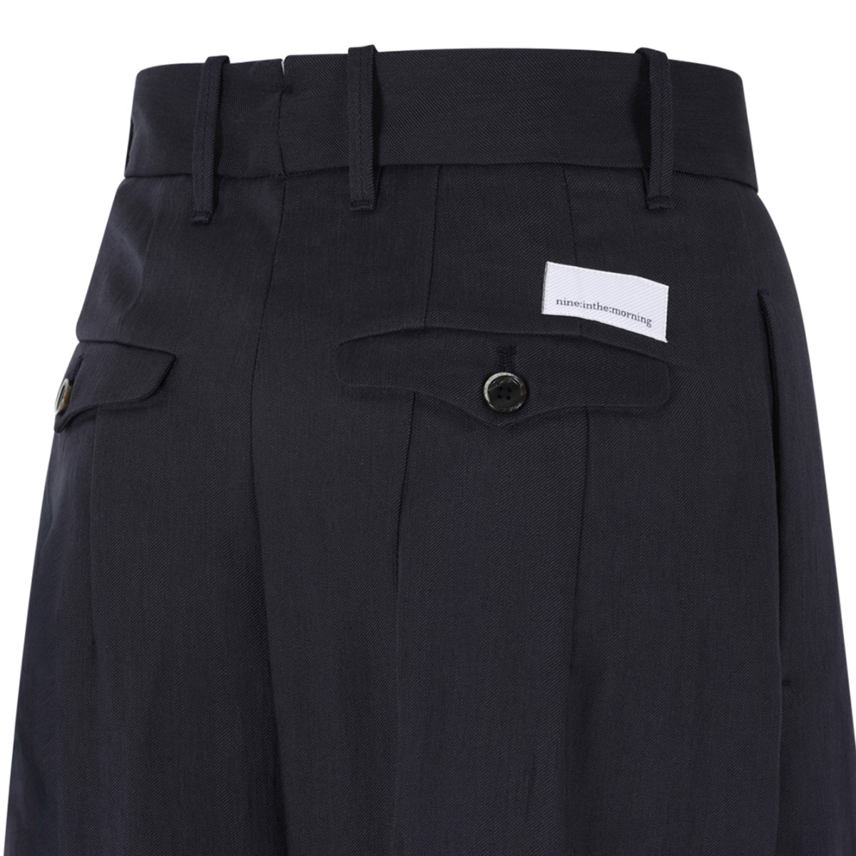Nine In The Morning Navy Tailored Wide-Leg Trousers.