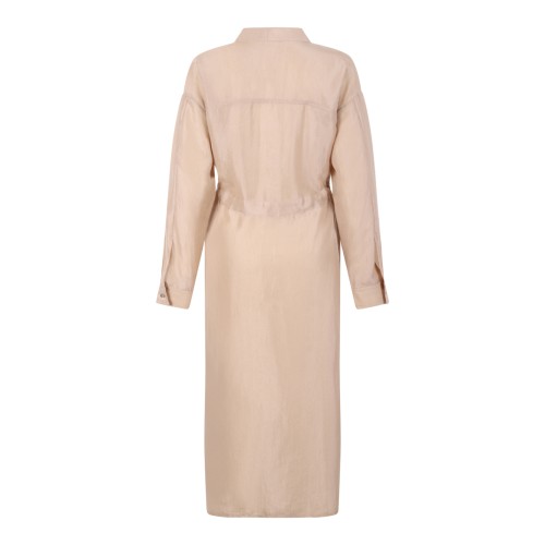 Fabiana Filippi Beige Linen Belted Long Dress. 