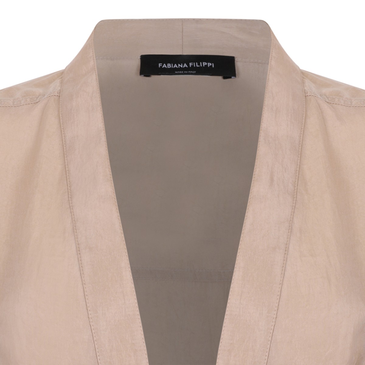 Fabiana Filippi Beige Linen Belted Long Dress. 