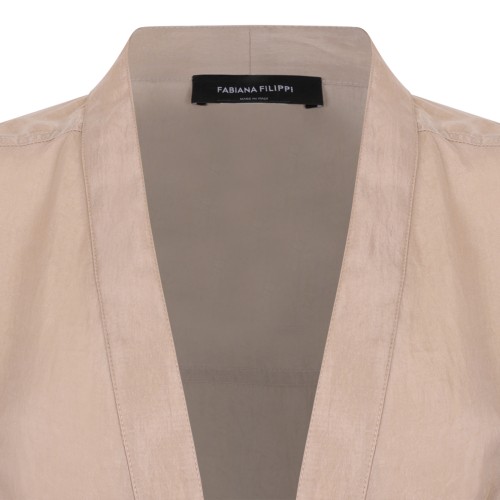 Fabiana Filippi Beige Linen Belted Long Dress. 