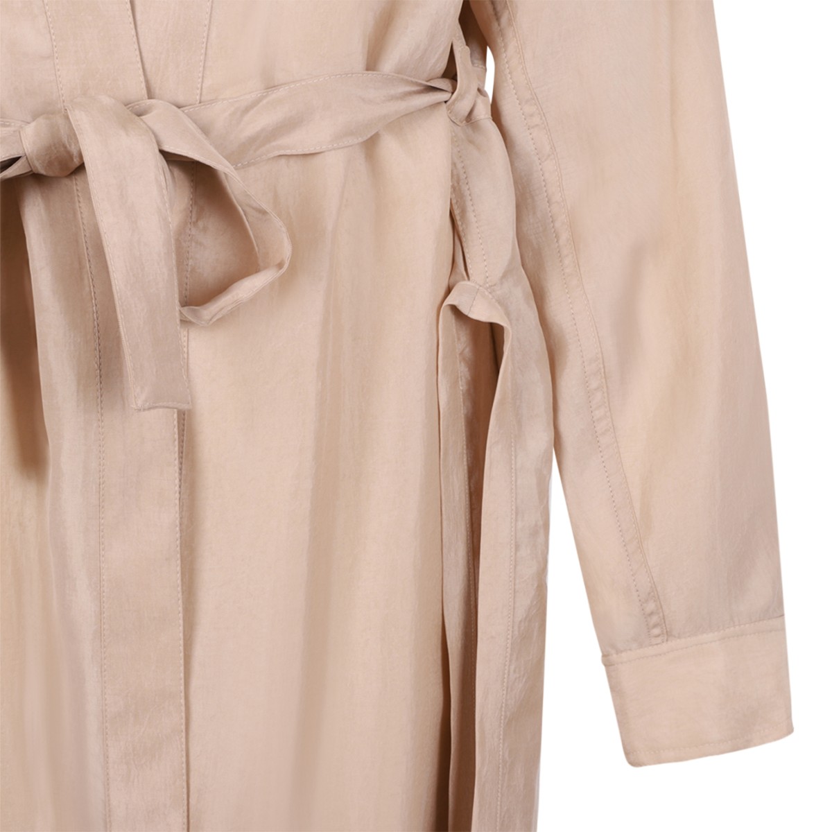 Fabiana Filippi Beige Linen Belted Long Dress. 