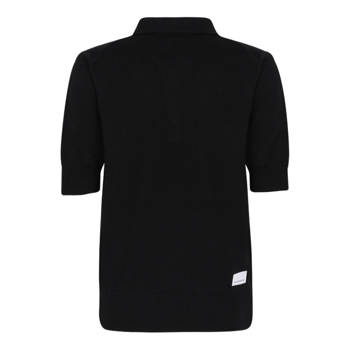 Nine In The Morning Black Cotton Knit Polo Shirt. 