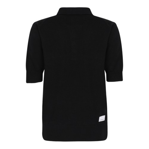 Nine In The Morning Black Cotton Knit Polo Shirt. 