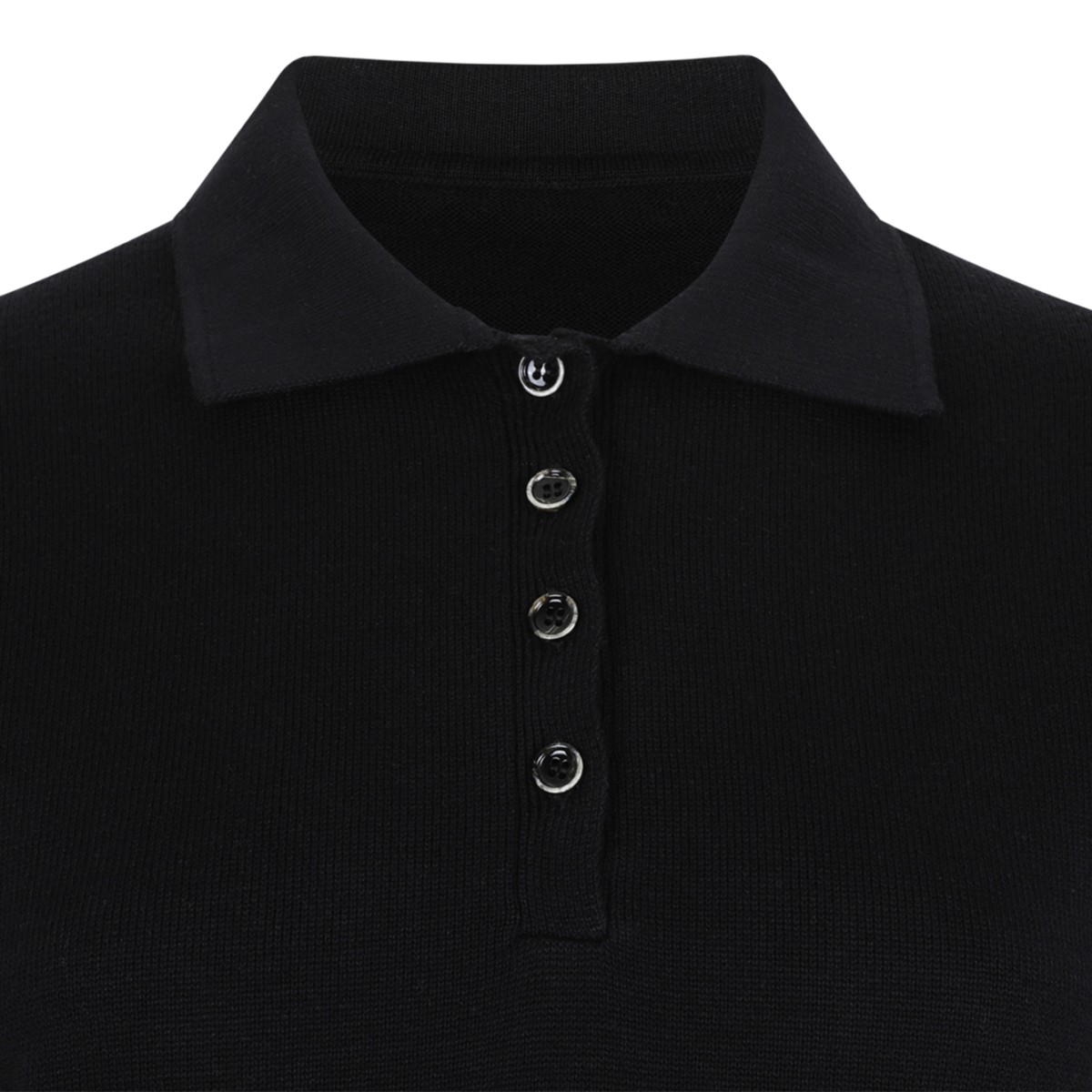 Nine In The Morning Black Cotton Knit Polo Shirt. 