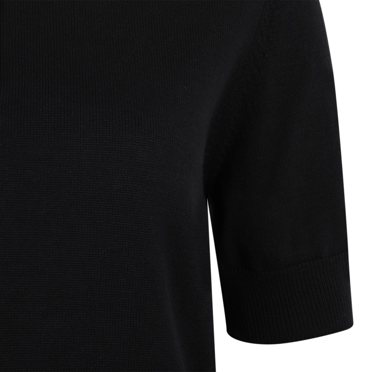Nine In The Morning Black Cotton Knit Polo Shirt. 