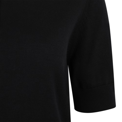 Nine In The Morning Black Cotton Knit Polo Shirt. 