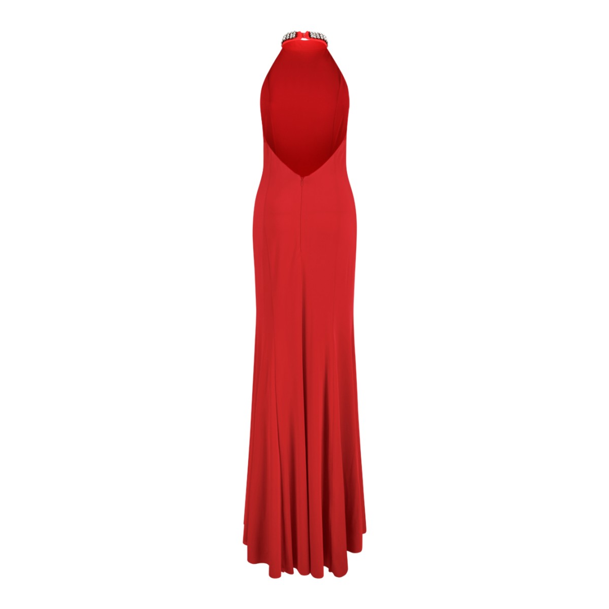 Nissa Red Halterneck Draped Maxi Dress. 