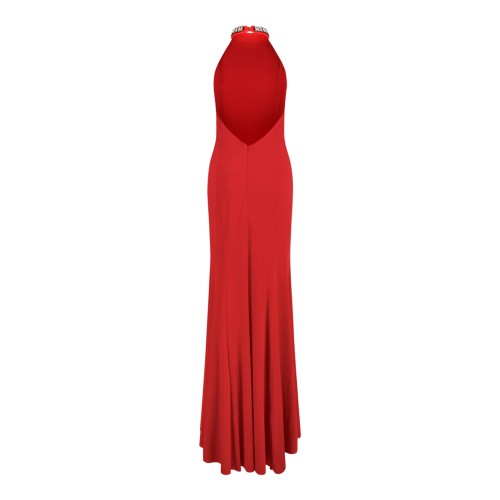 Nissa Red Halterneck Draped Maxi Dress. 