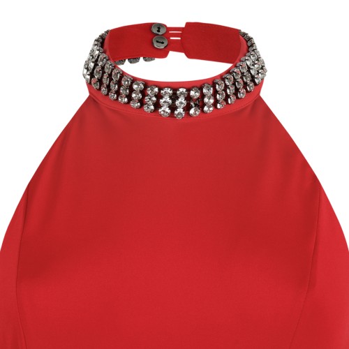 Nissa Red Halterneck Draped Maxi Dress. 