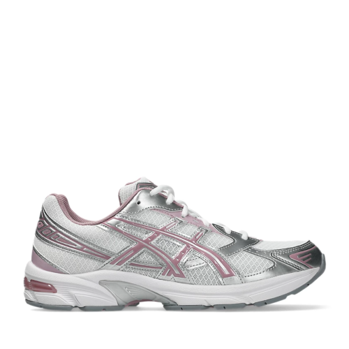 Asics White and Pink Technical Running Sneakers.