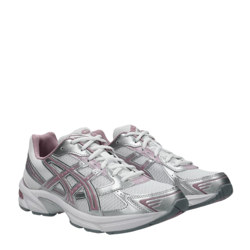 Asics White and Pink Technical Running Sneakers. 2