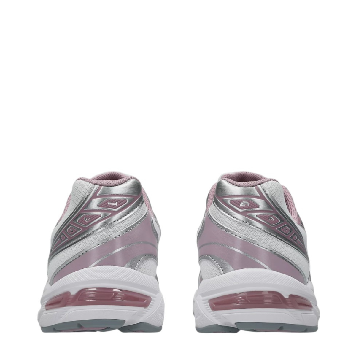 Asics White and Pink Technical Running Sneakers.