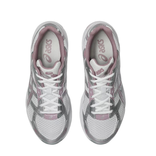Asics White and Pink Technical Running Sneakers.