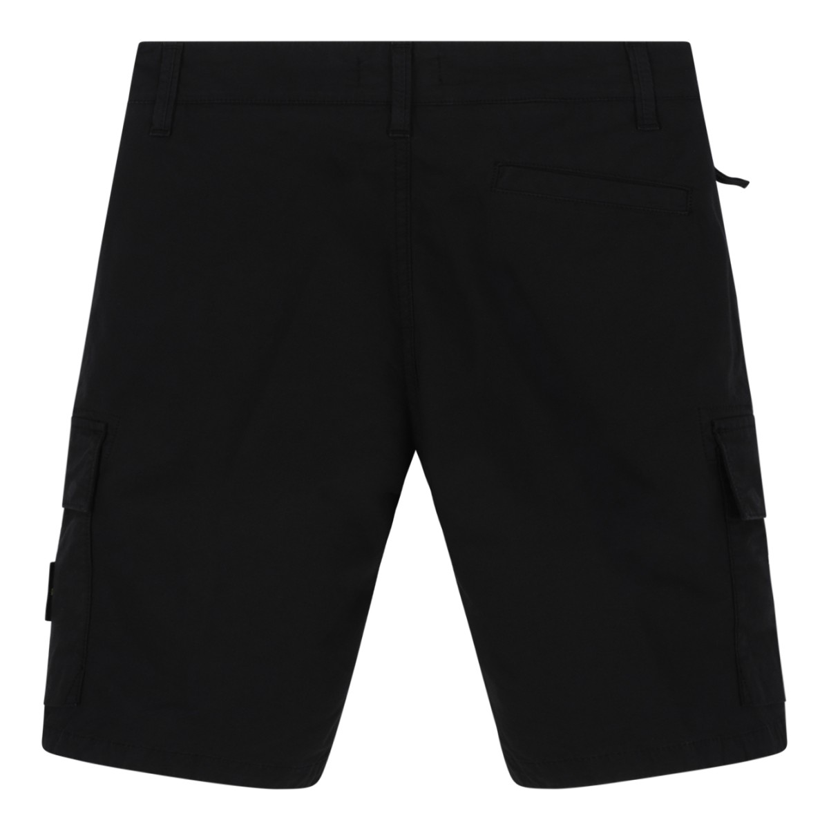 Stone Island Black Cotton Cargo Bermuda Shorts.