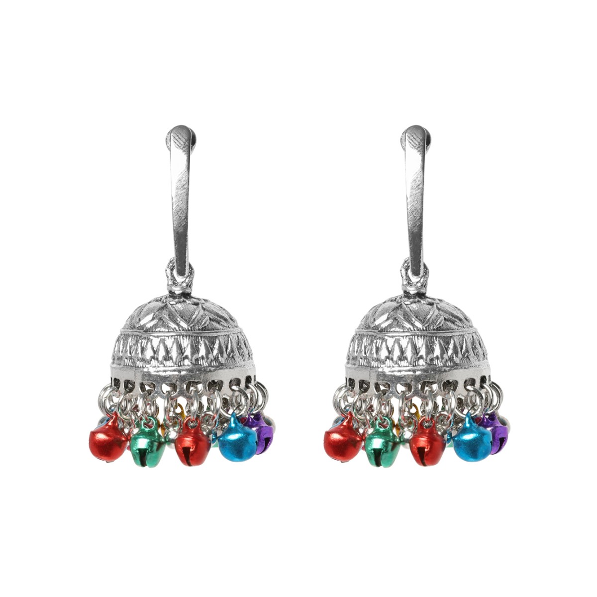 Hui Milano Silver-Tone Multicolor Beaded Drop Earrings.