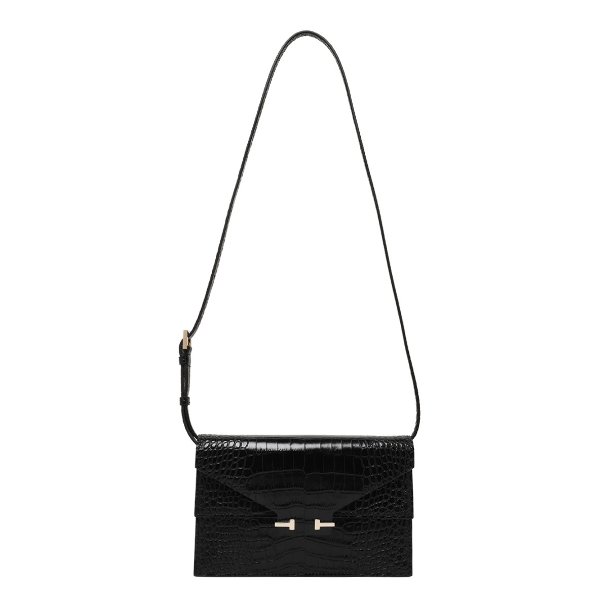 Tom Ford Black Croc-Embossed Leather Clutch.