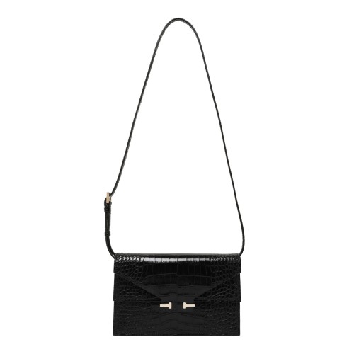 Tom Ford Black Croc-Embossed Leather Clutch.