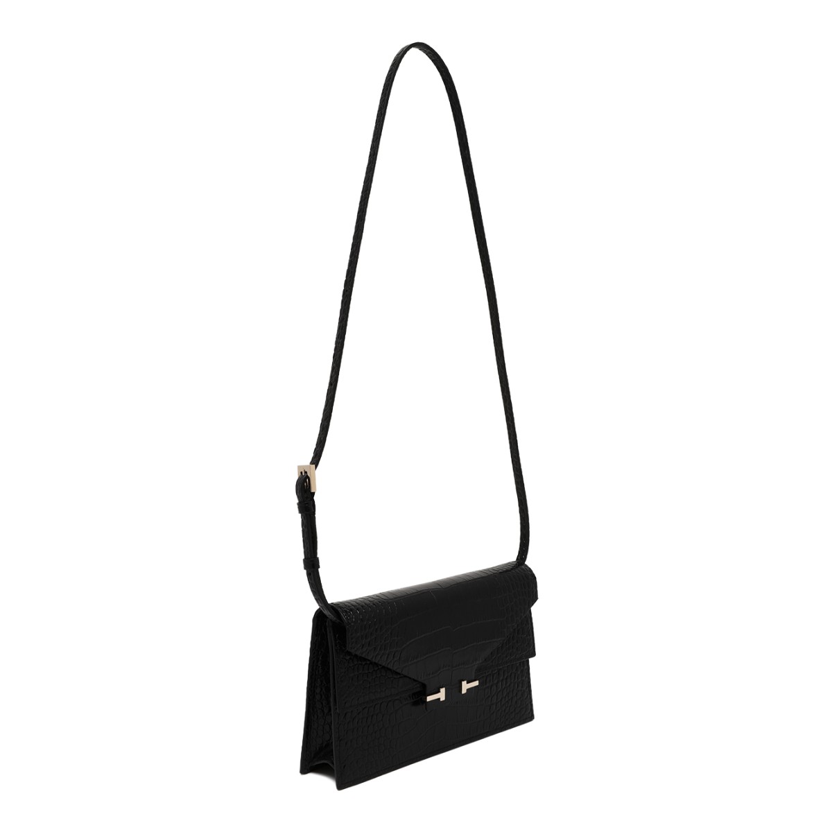 Tom Ford Black Croc-Embossed Leather Clutch.