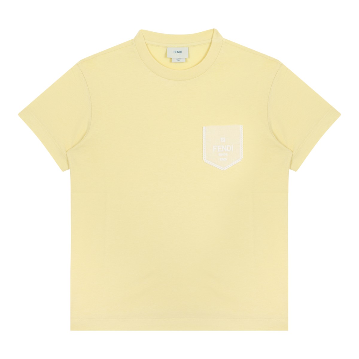Fendi Kids Light Yellow Cotton T-Shirt.
