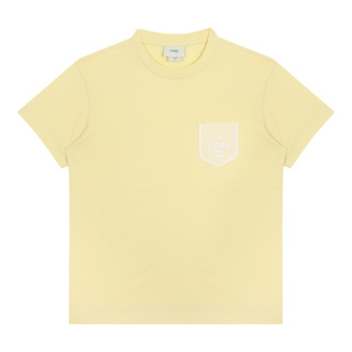 Fendi Kids Light Yellow Cotton T-Shirt.