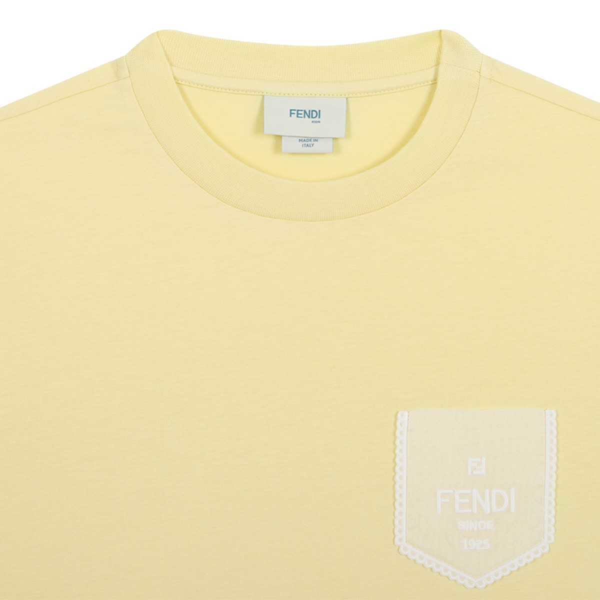 Fendi Kids Light Yellow Cotton T-Shirt.
