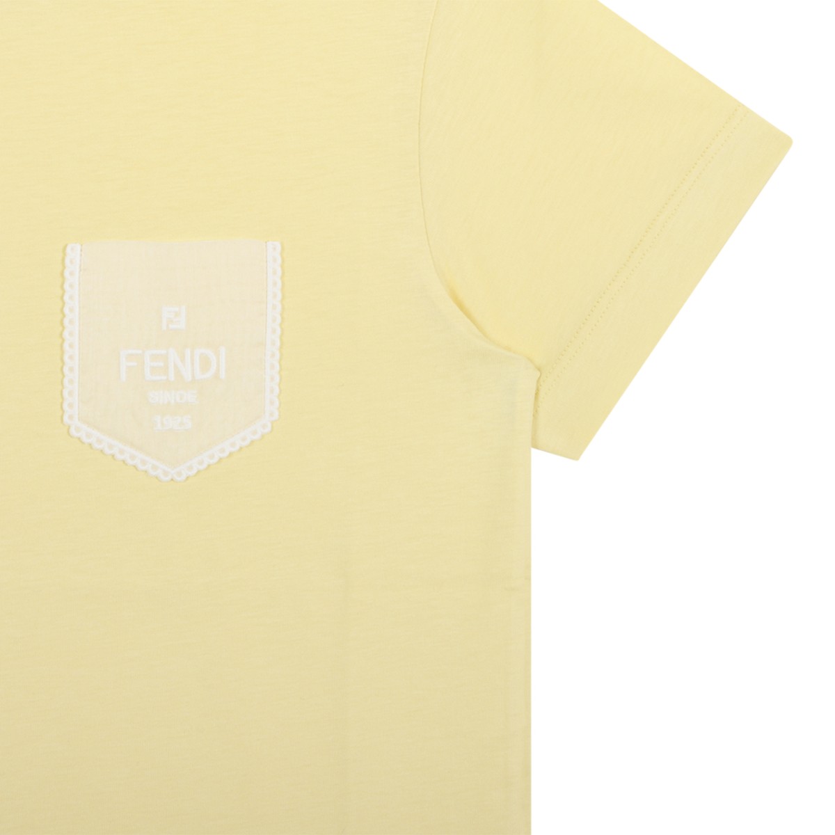 Fendi Kids Light Yellow Cotton T-Shirt.