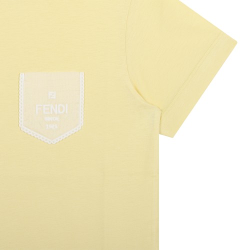 Fendi Kids Light Yellow Cotton T-Shirt.