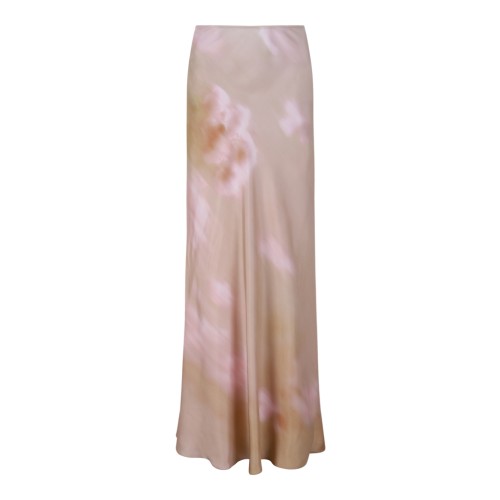 Fabiana Filippi Blush Pink Floral Satin Maxi Skirt.