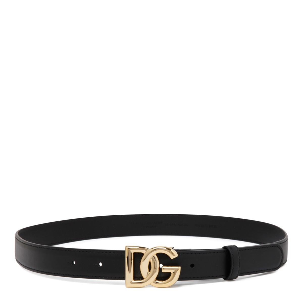 Dolce & Gabbana Black Leather Belt with DG Logo Buckle.