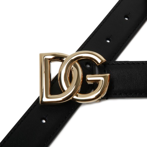 Dolce & Gabbana Black Leather Belt with DG Logo Buckle. 2