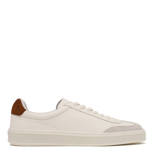 BOSS x David Beckham White Leather Sneakers.