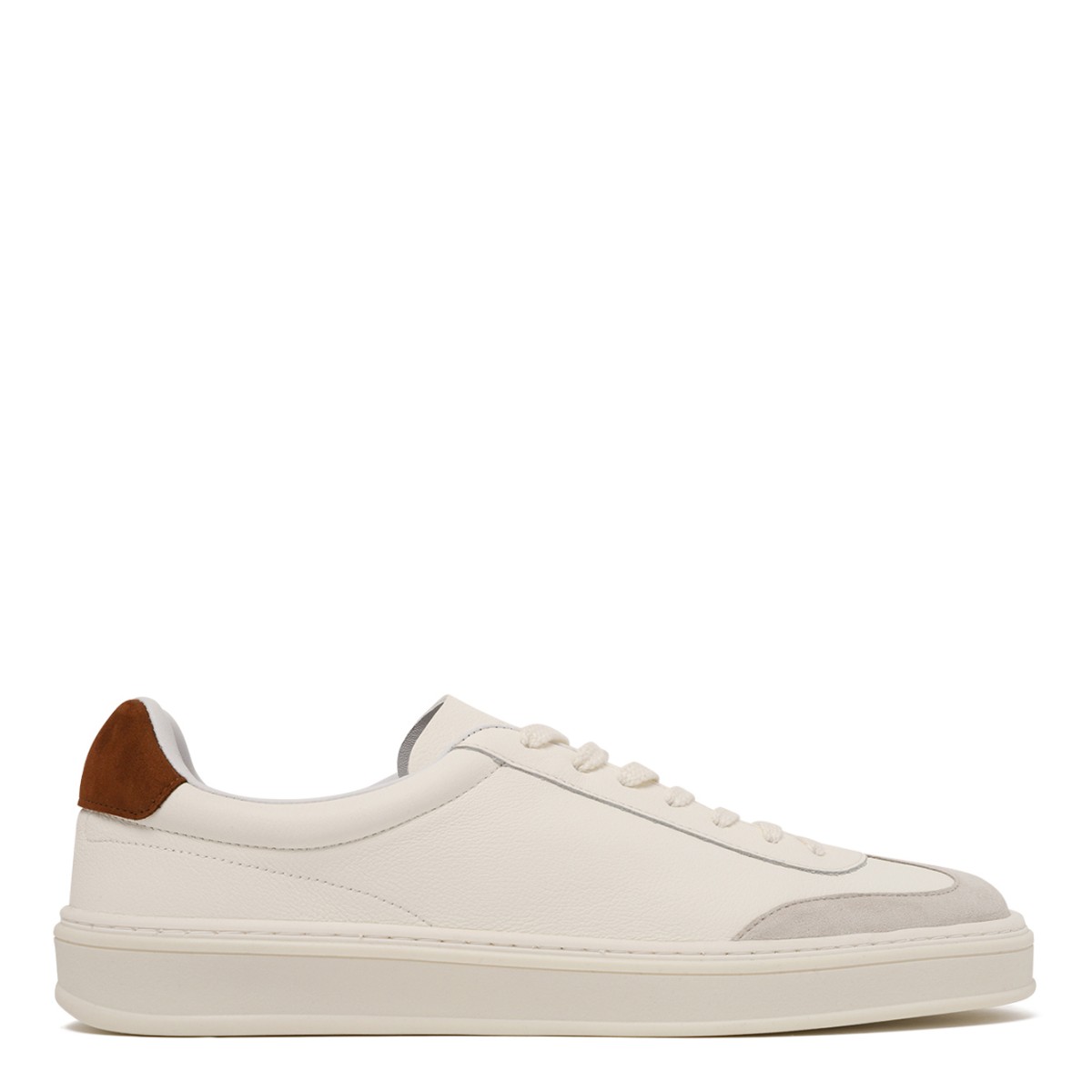 BOSS x David Beckham White Leather Sneakers.