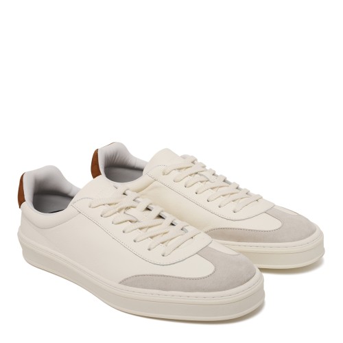 BOSS x David Beckham White Leather Sneakers.