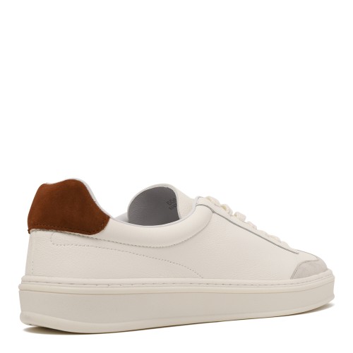 BOSS x David Beckham White Leather Sneakers.