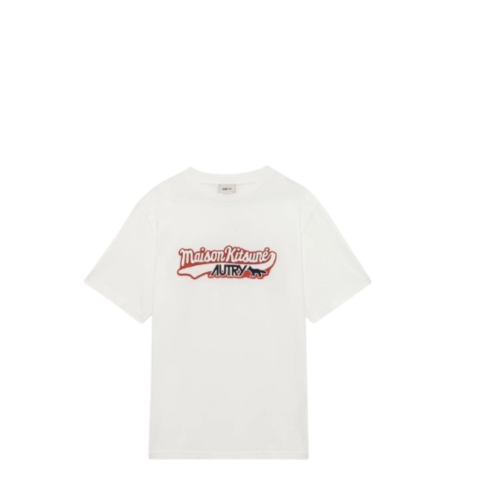 Autry White Cotton T-Shirt with Vintage Logo Print.