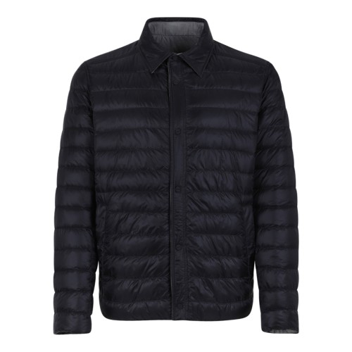Herno Reversible Quilted Down Jacket in Grey and Navy.