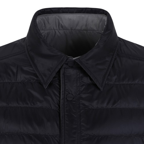 Herno Reversible Quilted Down Jacket in Grey and Navy.