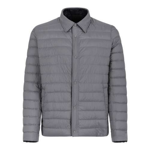 Herno Reversible Quilted Down Jacket in Grey and Navy.