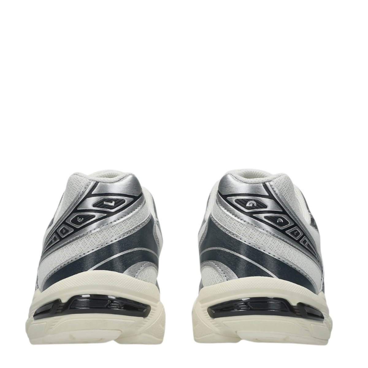 Asics Silver and Grey Technical Running Sneakers.